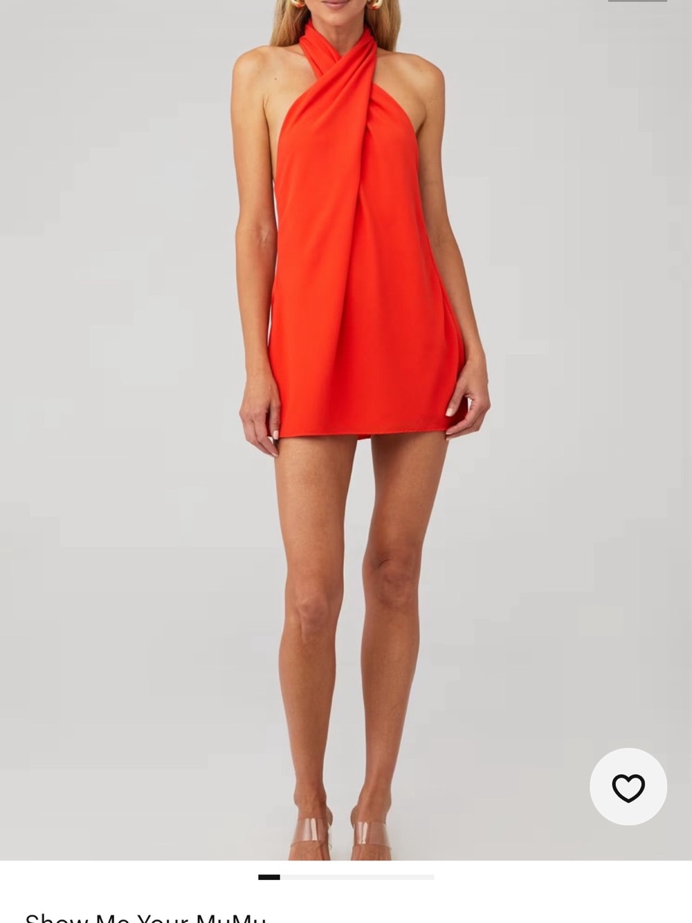 Show Me Your MuMu Jasmin Halter Mini Dress in Bright Orange-Red